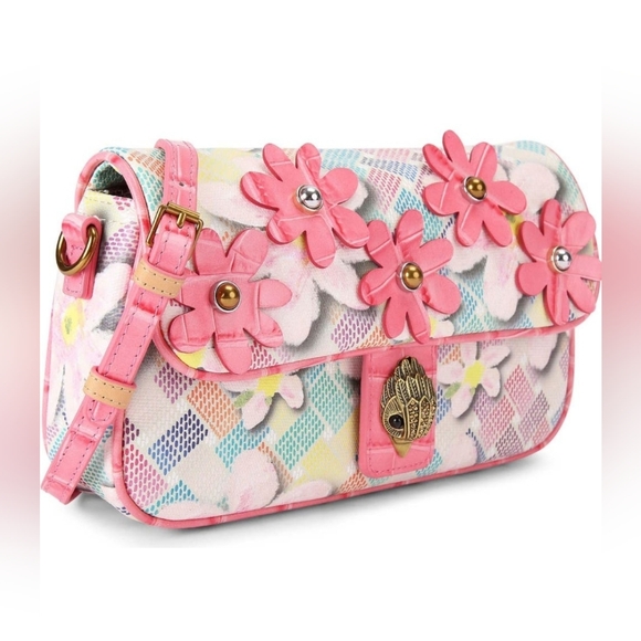 Kurt Geiger London Camden Flap Floral Canvas Shoulder Bag - Picture 2 of 5